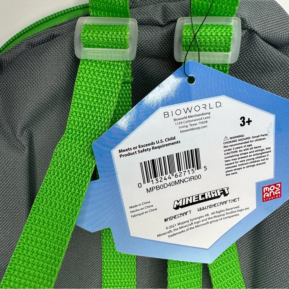 Bioworld Minecraft Gray and Green Toddler Age‎ 3+ Backpack